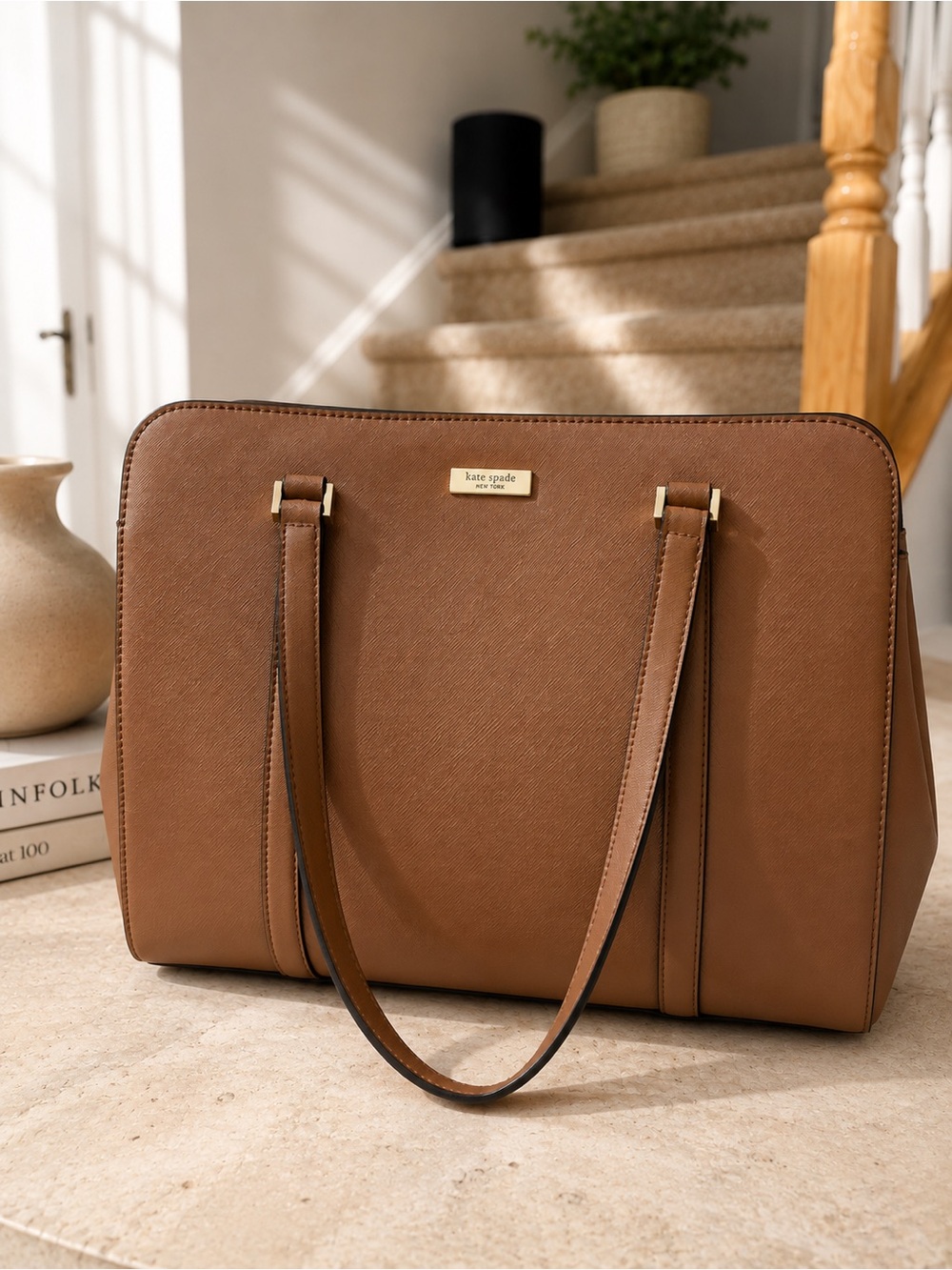 Brown Leather Tote Bag Kate Spade